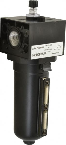 PRO-SOURCE - 3/4 NPT Port, 250 Max psi, Heavy-Duty Lubricator - Metal Bowl with Sight Glass, Aluminum Body, 240 CFM, 175°F Max, 3.62" Wide x 11.81" High - Exact Tooling