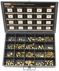 Cerro - 180 Piece, Compression Fitting Kit - 1/8 to 1/2 NPT, Mixed Tube Sizes - Exact Tooling