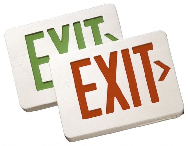 Mule - 1 Face, 2 Watt, White, Polycarbonate, LED, Illuminated Exit Sign - 120/277 VAC, No Battery Backup, Universal Mounted, 12 Inch Long x 1-1/2 Inch Wide x 7-1/2 Inch High - Exact Tooling