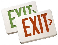 Mule - 1 Face, 2 Watt, White, Polycarbonate, LED, Illuminated Exit Sign - 120/277 VAC, No Battery Backup, Universal Mounted, 12 Inch Long x 1-1/2 Inch Wide x 7-1/2 Inch High - Exact Tooling