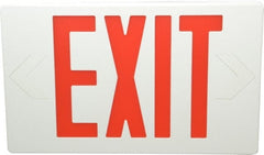 Mule - 1 Face, 5 Watt, White, Polycarbonate, LED, Illuminated Exit Sign - 120/277 VAC, Nickel Cadmium, Universal Mounted, 12 Inch Long x 1-1/2 Inch Wide x 7-1/2 Inch High - Exact Tooling