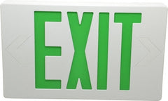 Mule - 1 Face, 5 Watt, White, Polycarbonate, LED, Illuminated Exit Sign - 120/277 VAC, Nickel Cadmium, Universal Mounted, 12 Inch Long x 1-1/2 Inch Wide x 7-1/2 Inch High - Exact Tooling