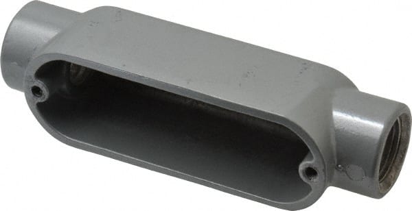 Thomas & Betts - C Body, 1/2" Trade, IMC, Rigid Aluminum Conduit Body - Oval, 4-3/8" OAL, 4.3 cc Capacity, Gray - Exact Tooling