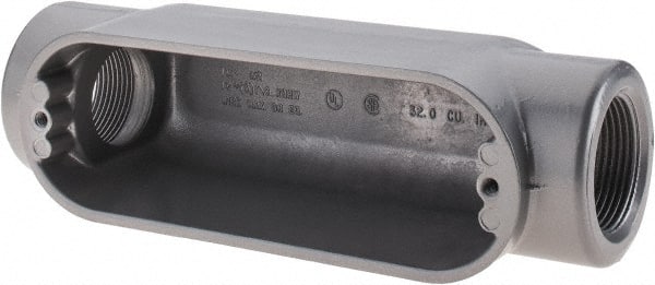Thomas & Betts - C Body, 1-1/4" Trade, IMC, Rigid Aluminum Conduit Body - Oval, 7-7/8" OAL, 32 cc Capacity, Gray - Exact Tooling