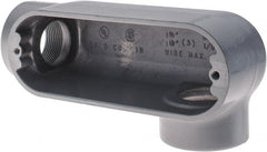 Thomas & Betts - LL Body, 1-1/4" Trade, IMC, Rigid Aluminum Conduit Body - Oval, 6-1/2" OAL, 32 cc Capacity, Gray - Exact Tooling