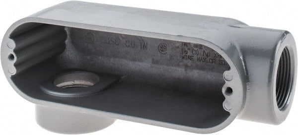 Thomas & Betts - LR Body, 1-1/4" Trade, IMC, Rigid Aluminum Conduit Body - Oval, 6-1/2" OAL, 32 cc Capacity, Gray - Exact Tooling