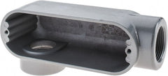 Thomas & Betts - LR Body, 1-1/4" Trade, IMC, Rigid Aluminum Conduit Body - Oval, 6-1/2" OAL, 32 cc Capacity, Gray - Exact Tooling