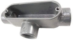 Thomas & Betts - T Body, 2" Trade, IMC, Rigid Aluminum Conduit Body - Oval, 10-3/16" OAL, 69-1/2 cc Capacity, Gray - Exact Tooling