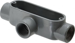 Thomas & Betts - T Body, 1/2" Trade, IMC, Rigid Aluminum Conduit Body - Oval, 4-3/8" OAL, 4.3 cc Capacity, Gray - Exact Tooling