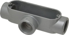 Thomas & Betts - T Body, 1" Trade, IMC, Rigid Aluminum Conduit Body - Oval, 5-15/16" OAL, 11.8 cc Capacity, Gray - Exact Tooling