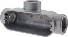 Thomas & Betts - T Body, 1-1/4" Trade, IMC, Rigid Aluminum Conduit Body - Oval, 7-7/8" OAL, 32 cc Capacity, Gray - Exact Tooling