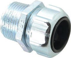 Thomas & Betts - 0.7 to 0.95" Cable Capacity, Liquidtight, Straight Strain Relief Cord Grip - 1 NPT Thread, 1-5/8" Long, Steel - Exact Tooling