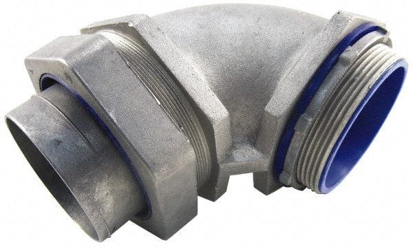 Thomas & Betts - 3-1/2" Trade, Die Cast Zinc Compression Angled FMC & Liquidtight Conduit Connector - Partially Insulated - Exact Tooling