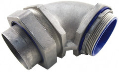 Thomas & Betts - 3-1/2" Trade, Die Cast Zinc Compression Angled FMC & Liquidtight Conduit Connector - Partially Insulated - Exact Tooling