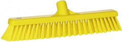 Vikan - 16" Fine Particle Synthetic Push Broom - 2" Bristle Length, Plastic Block, European Threaded Handle Connection - Exact Tooling