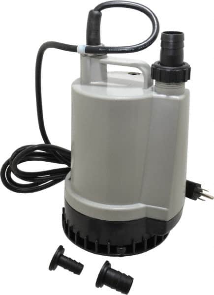 Value Collection - 1/6 hp, 120 Amp Rating, 120 Volts, Full-On Operation, Submersible Pump - Plastic Housing - Exact Tooling