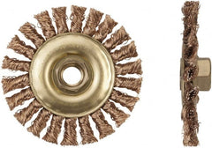Ampco - 6" OD, 5/8-11 Arbor Hole, Knotted Phosphorus Bronze Alloy Wheel Brush - 6" Face Width, 1-1/4" Trim Length, 9,000 RPM - Exact Tooling