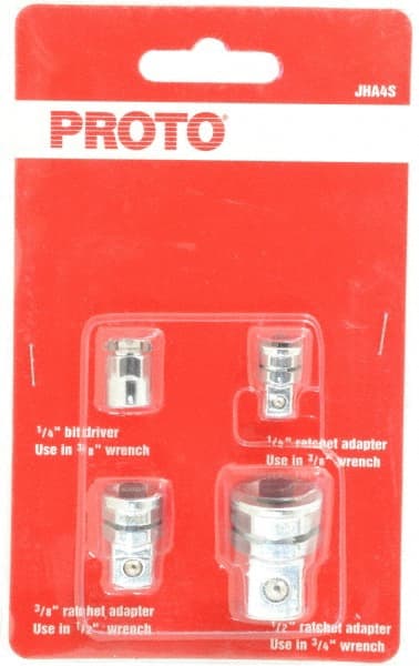 Proto - 1/4, 3/8, 1/2" Drive, Ratcheting Wrench Adapter Set Inch - 1-1/8" OAL - Exact Tooling
