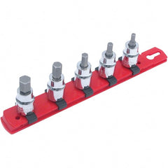 Wiha - 5 Piece 1/4" Drive Hex Bit Socket Set - 4 to 10mm Hex, Comes in Rail - Exact Tooling