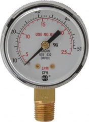 Miller-Smith - 1/4 Inch NPT, Steel Case Cylinder Pressure Gauge - 2 Inch Dial Diameter, Inert Gases - Exact Tooling