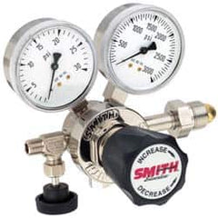 Miller-Smith - 320 CGA Inlet Connection, 150 Max psi, Carbon Dioxide Welding Regulator - Needle Valve with 1/8" Swagelok Tube Fitting Thread - Exact Tooling