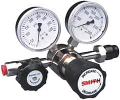 Miller-Smith - 330 CGA Inlet Connection, 25 Max psi, Corrosive Service Gases Welding Regulator - Stainless Steel Diaphragm Valve with 1/4" Swagelok Tube Fitting Thread - Exact Tooling
