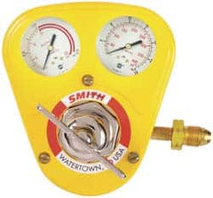 Miller-Smith - 510 CGA Inlet Connection, B L/H Fitting, 15 Max psi, Acetylene Welding Regulator - 9/16-18 Thread, Left Hand Rotation - Exact Tooling