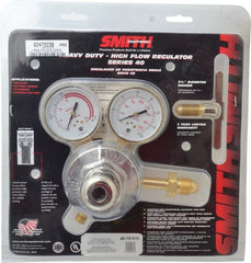 Miller-Smith - 510 CGA Inlet Connection, B L/H Fitting, 15 Max psi, Acetylene Welding Regulator - 9/16-18 Thread, Left Hand Rotation - Exact Tooling