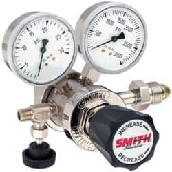 Miller-Smith - 350 CGA Inlet Connection, 150 Max psi, Hydrogen Welding Regulator - Needle Valve with 1/8" Swagelok Tube Fitting Thread - Exact Tooling