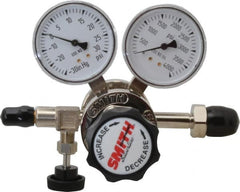 Miller-Smith - 580 CGA Inlet Connection, 15 Max psi, Argon, Nitrogen & Helium Welding Regulator - Needle Valve with 1/8" Swagelok Tube Fitting Thread - Exact Tooling