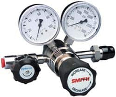 Miller-Smith - 660 CGA Inlet Connection, 100 Max psi, Corrosive Service Gases Welding Regulator - Stainless Steel Diaphragm Valve with 1/4" Swagelok Tube Fitting Thread - Exact Tooling