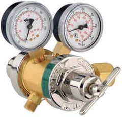 Miller-Smith - 300 CGA Inlet Connection, B Fitting, 15 Max psi, Acetylene Welding Regulator - 9/16-18 L/H Thread, Left Hand Rotation - Exact Tooling