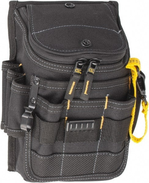 CLC - Medium Ziptop General Purpose Utility Pouch - Polyester, Black, 7-3/4" Wide x 9-3/4" High, Clip on or Through Belt - Exact Tooling