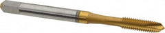 Accupro - #10-32 UNF, 3 Flute, TiN Finish, Powdered Metal Spiral Point Tap - Plug Chamfer, Right Hand Thread, 2-3/8" OAL, 2B Class of Fit - Exact Tooling