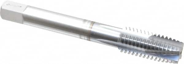 Accupro - M12x1.75 Metric Coarse, 3 Flute, TiCN Finish, Powdered Metal Spiral Point Tap - Plug Chamfer, Right Hand Thread, 3-3/8" OAL, 6H Class of Fit - Exact Tooling