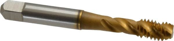 Accupro - 5/16-18 UNC 3 Flute 3B Modified Bottoming Spiral Flute Tap - Powdered Metal, TiN Finish, 2-23/32" OAL, Right Hand Flute, Right Hand Thread, H3 - Exact Tooling