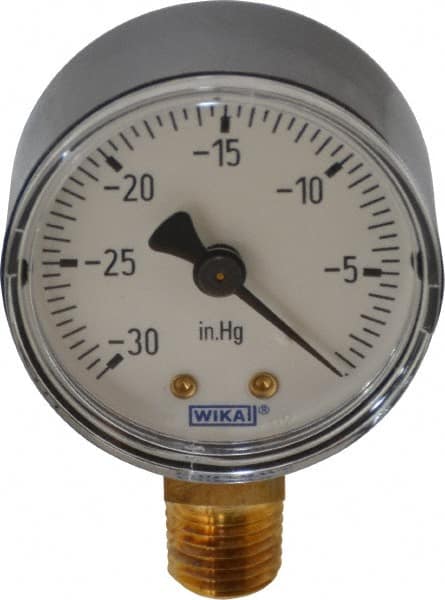 Wika - 2" Dial, 1/4 Thread, 30-0 Scale Range, Pressure Gauge - Lower Connection Mount, Accurate to 3-2-3% of Scale - Exact Tooling