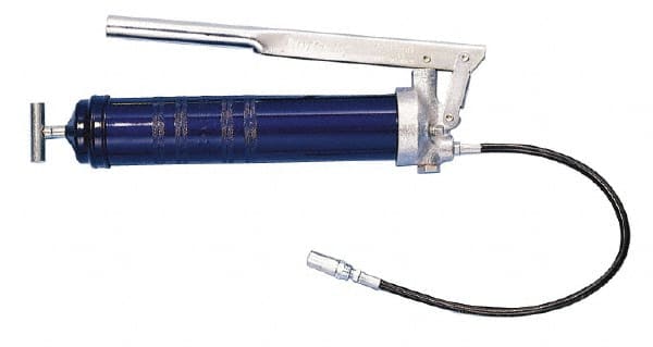 Lincoln - 4,500 Max psi, Flexible Lever Grease Gun - 14-1 & 2 oz (Cartridge) & 16 oz (Bulk) Capacity, 1/8 Thread Outlet, 33 Strokes per oz, Bulk & Cartridge Fill, Includes Coupler - Exact Tooling