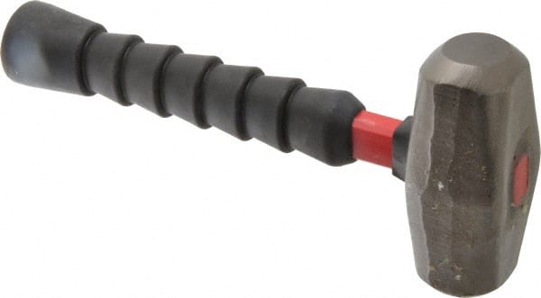 Proto - 3 Lb Head, 10" Long Drilling Hammer - 1-1/4" Face Diam, 4-25/64" Long Head, Fiberglass Handle - Exact Tooling
