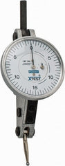 Fowler - 0.06 Inch Range, 0.0005 Inch Dial Graduation, Horizontal Dial Test Indicator - 1-1/2 Inch White Dial, 0-15-0 Dial Reading - Exact Tooling