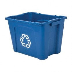 Rubbermaid - 14 Gal Blue Rectangle Recycling Container - Polyethylene, 14-3/4" High x 20-3/4" Long x 16" Wide - Exact Tooling