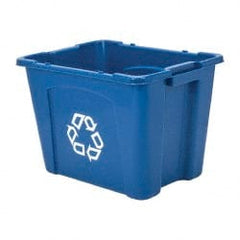 Rubbermaid - 14 Gal Blue Rectangle Recycling Container - Polyethylene, 14-3/4" High x 20-3/4" Long x 16" Wide - Exact Tooling