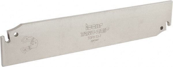 Iscar - 2.0709" Blade Height, 0.236" Blade Width, 10.236" OAL, Neutral Cut, Single End Indexable Cut-Off Blade - TGFH Blade, Tang-Grip Series - Exact Tooling