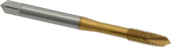 OSG - #10-32 UNF, 3 Flute, TiN Finish, Vanadium High Speed Steel Spiral Point Tap - Plug Chamfer, Right Hand Thread, 2-3/8" OAL, 7/8" Thread Length, 2B Class of Fit, Series 11015 - Exact Tooling
