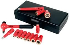 Wiha - 13 Piece 1/4" Drive Socket Set - 6 Points, 5mm to 13mm Range, Metric Measurement Standard - Exact Tooling