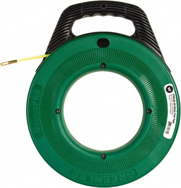 Greenlee - 50 Ft. Long x 3/16 Inch Wide, Nylon Fish Tape - 250 Lb. Pulling Strength, Includes Case - Exact Tooling