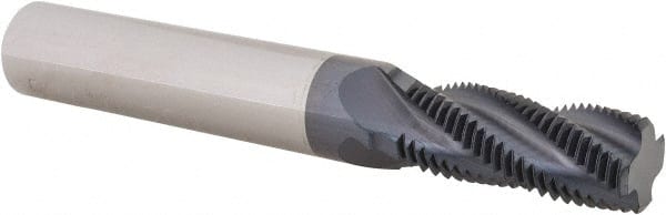 Scientific Cutting Tools - 9/16-20 UN, 0.45" Cutting Diam, 4 Flute, Solid Carbide Helical Flute Thread Mill - Internal/External Thread, 1.12" LOC, 3-1/2" OAL, 1/2" Shank Diam - Exact Tooling