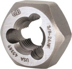 Union Butterfield - 3/8-24 UNF Thread, 25/32" Hex, Right Hand Thread, Hex Rethreading Die - Chromium Steel, 3/8" Thick, Series 2025 - Exact Tooling