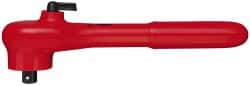 Knipex - 3/8" Drive Square Head Ratchet - Insulated Finish, 7-1/2" OAL, 24 Gear Teeth, Reversible Head - Exact Tooling