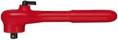 Knipex - 3/8" Drive Square Head Ratchet - Insulated Finish, 7-1/2" OAL, 24 Gear Teeth, Reversible Head - Exact Tooling